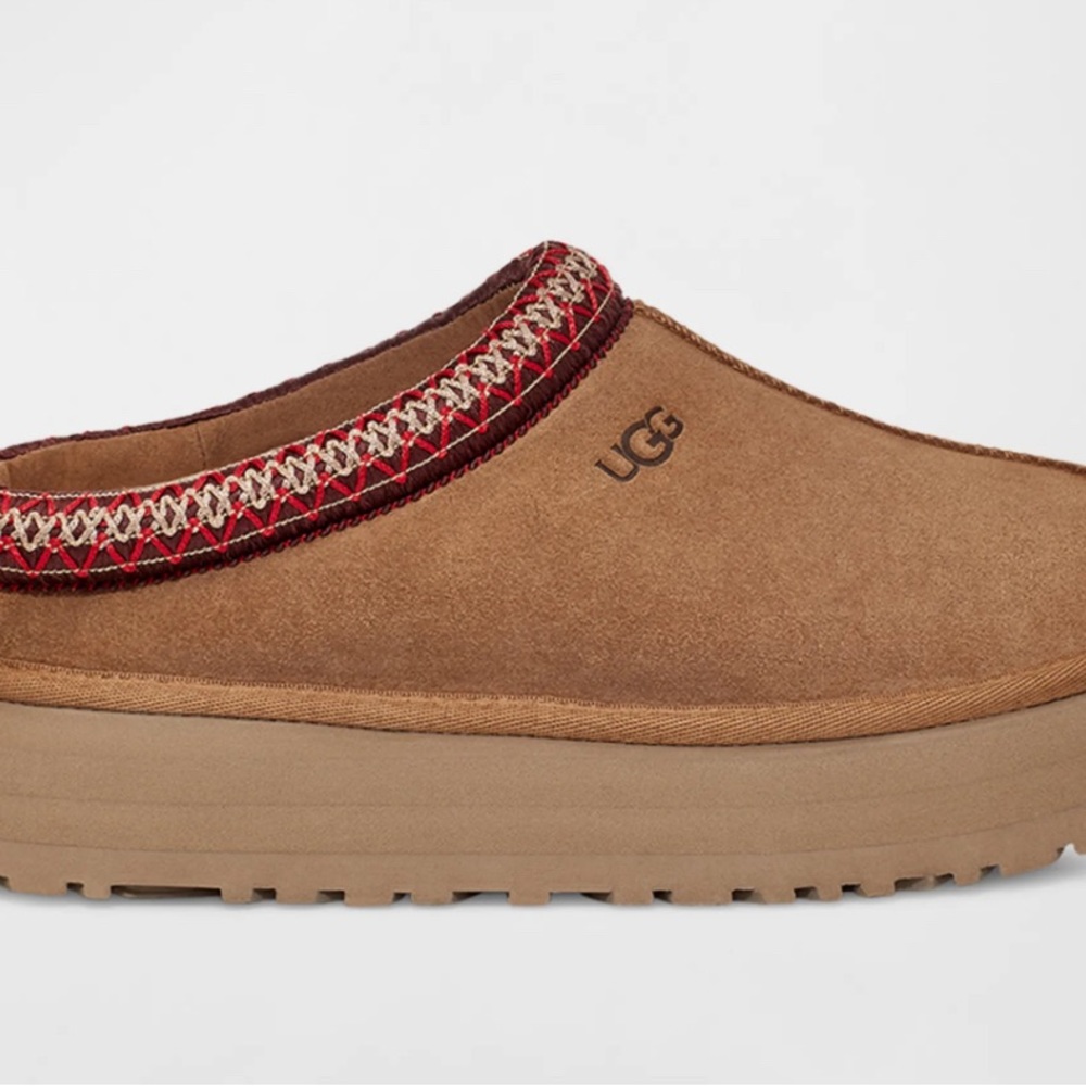 Ugg TAZZ suede Mule Slipper w/whipstitch embroidery. Brand new in box. Size 9.